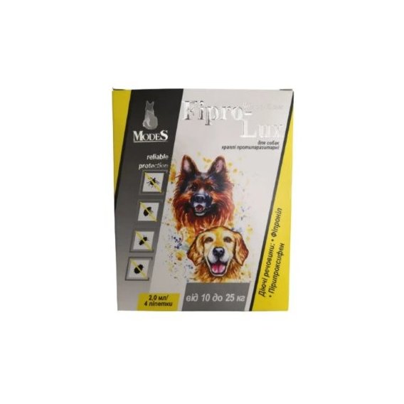 Краплі Modes Фіпро-Люкс протипаразитарні для собак та котів 10-25кг 4 штх2мл (ЗС000217)