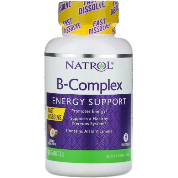 

Natrol B-Complex, Fast Dissolve, Coconut Natural Flavor, 90 Tablets (NTL-06331)