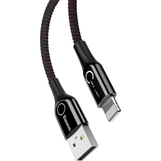 Кабель Baseus USB Cable to Lightning C-shaped Light Intelligent 1m Black (CALCD-01)