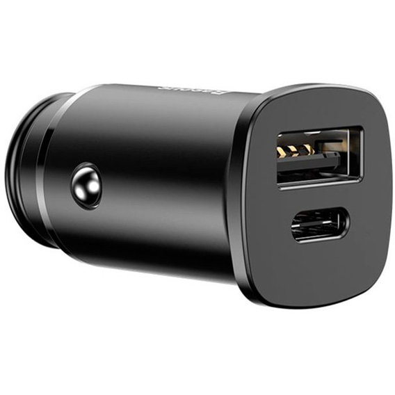Зарядний пристрій Baseus Car Charger USB+USB-C Square Metal 30W Black (CCALL-AS01)