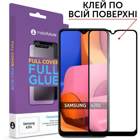 Аксессуар для смартфона MakeFuture Tempered Glass Full Cover Glue Black (MGF-SA20S) for Samsung A207 Galaxy A20s
