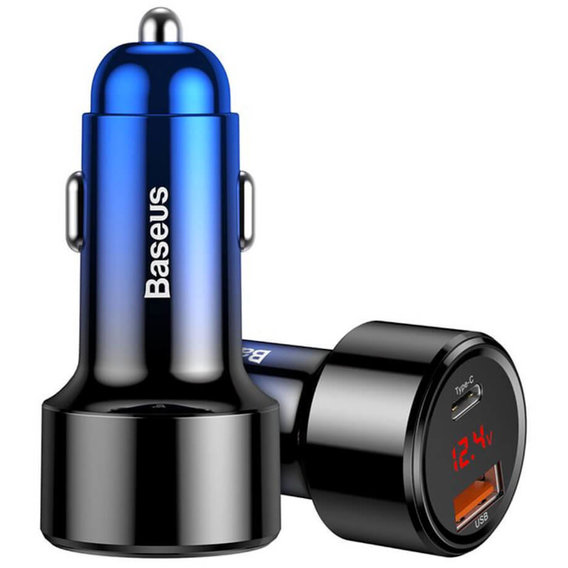 Зарядное устройство Baseus Car Charger USB-C and USB Magic with Digital Display QC3.0 6A 45W Blue (CCMLC20C-03)