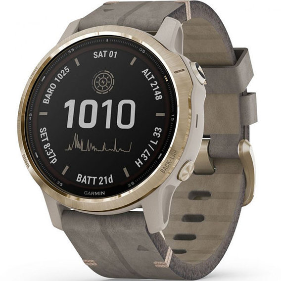 Смарт-часы Garmin Fenix 6S Pro Solar Edition Light gold with shale grey suede band (010-02409-26)