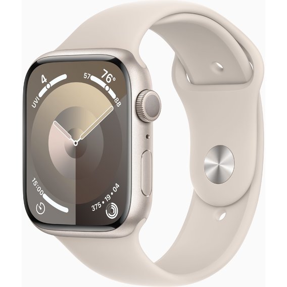 Apple Watch Series 9 45mm GPS Starlight Aluminum Case with Starlight Sport Band - M/L (MR973)