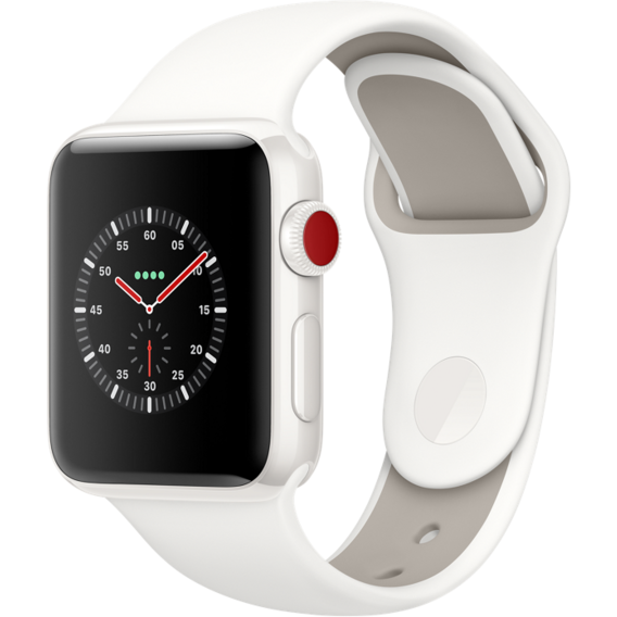 Apple Watch Series 3 Edition 38mm GPS+LTE White Ceramic Case with Soft White/Pebble Sport Band (MQJY2)