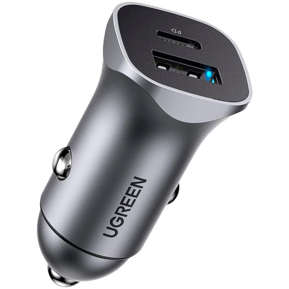 Зарядное устройство Ugreen Car Charger USB+USB-C CD130 20W Gray (30780)