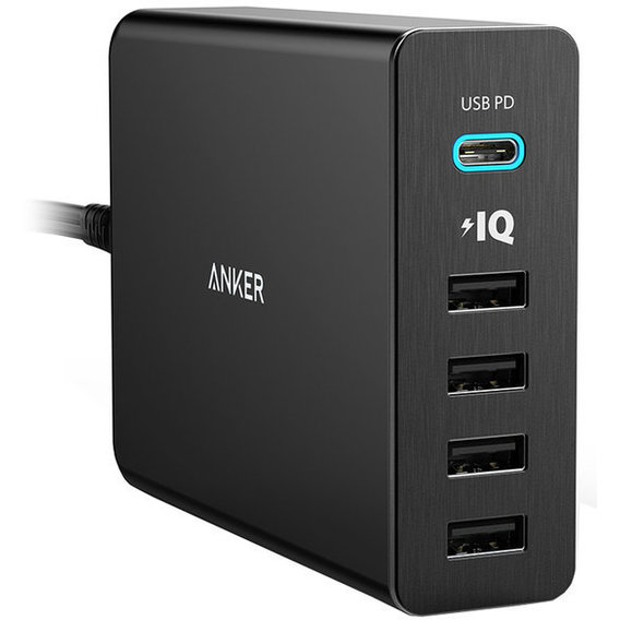 Зарядное устройство ANKER Wall Charger PowerPort+ 60W 4xUSB PIQ + USB-C PD V3 Black (A2053L11/A2053G11)