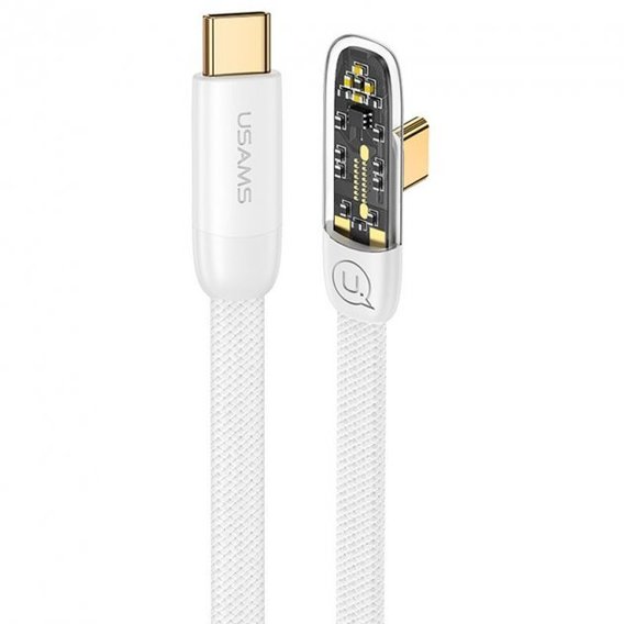 Кабель Usams Cable USB-C to USB-C Right-Angle PD 100W 1.2m White (US-SJ584)