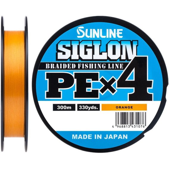 Шнур Sunline Siglon PE х4 300m (оранж.) #1.5/0.209mm 25lb/11.0kg (1658.09.55)