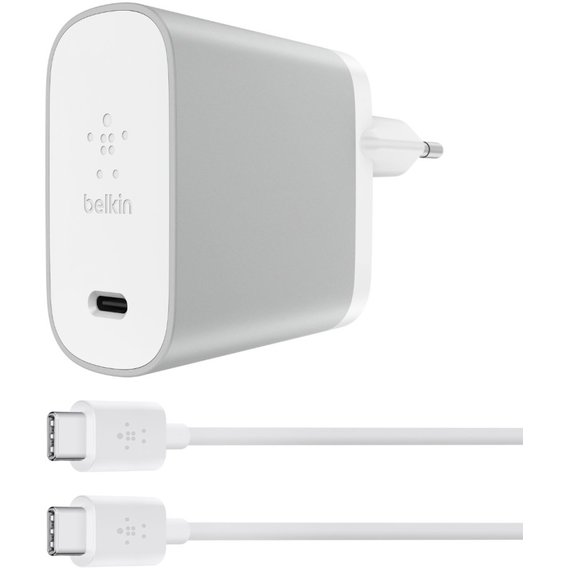 Зарядное устройство Belkin USB-C Wall Charger with Cable USB-C PD 45W Silver (F7U010VF06-SLV)