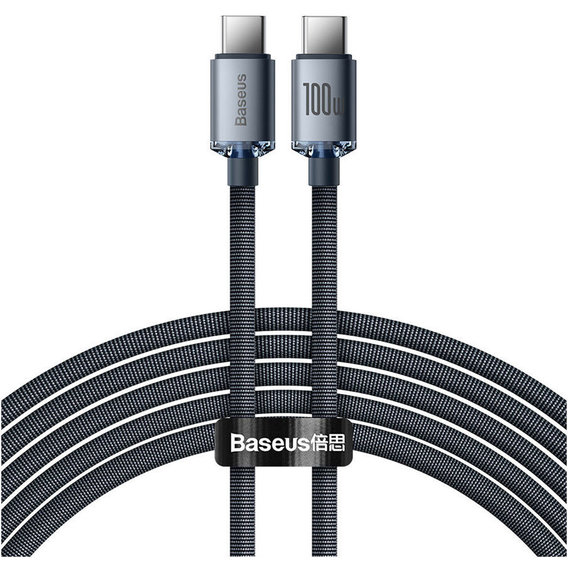Кабель Baseus Cable USB-C to USB-C Crystal Shine 100W 1.2m Black (CAJY000601)