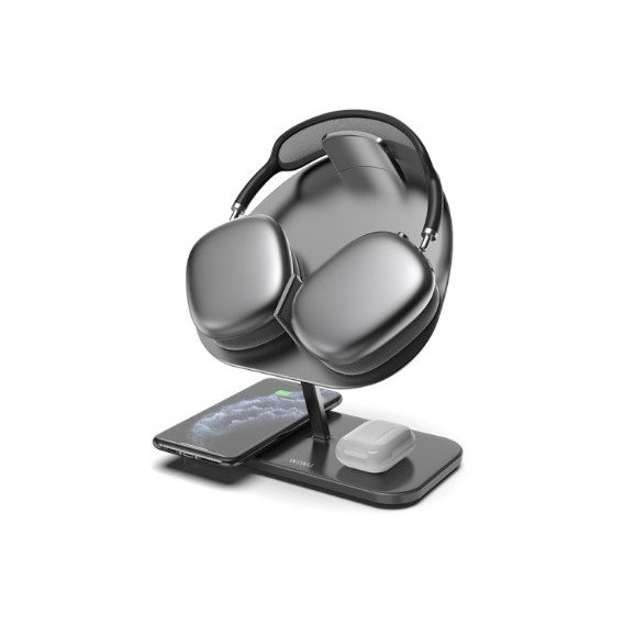 Зарядное устройство WIWU Wireless Charger Hubble Stand M15 15W Gray for Apple iPhone, Apple AirPods and Apple AirPods Max