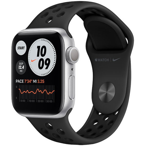 Apple Watch Series 6 Nike 40mm GPS Silver Aluminum Case with Anthracite/Black Nike Sport Band (M02J3)
