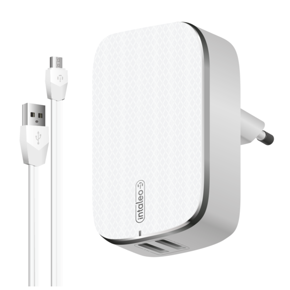Зарядное устройство Intaleo USB Wall Charger 2xUSB 2.4A White with microUSB Cable (CG242)