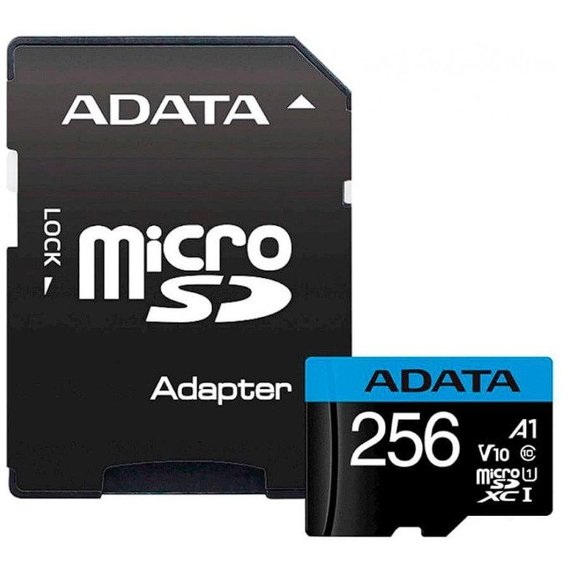 Карта памяти ADATA 256GB microSDXC UHS-I Premier A1 + adapter (AUSDX256GUICL10A1-RA1)
