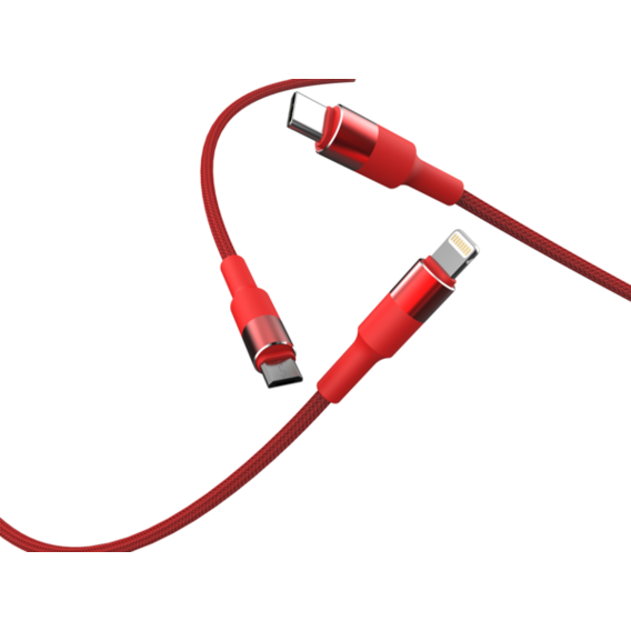 Кабель T-PHOX USB Cable to Lightning/microUSB/USB-C 3A 1.2m Red (T-F815 Mix Red)