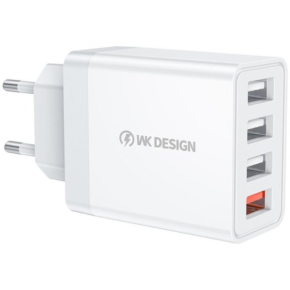 Зарядное устройство WK Wall Charger 4xUSB 33W White (WP-U125)
