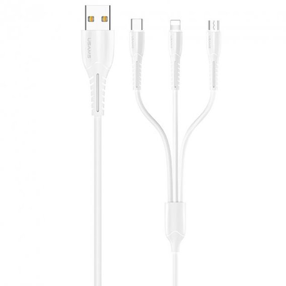 Кабель Usams USB Cable to Lightning/microUSB/USB-C 3in1 Combo 1m White (US-SJ367)