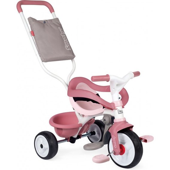 Детский металлический велосипед Smoby 3 в 1 Би Муви Комфорт с ручкой, розовый (740415)