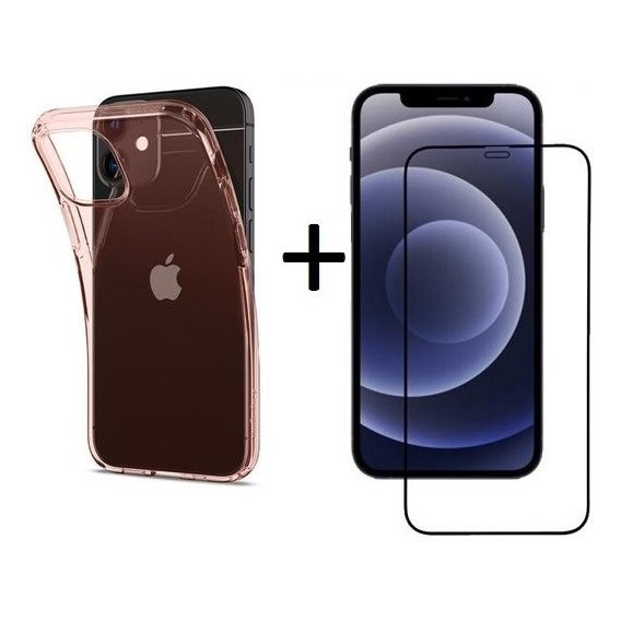 Аксессуар для iPhone Набор Spigen Crystal Flex Rose Crystal (ACS01540) + BeCover Tempered Glass for iPhone 12 mini