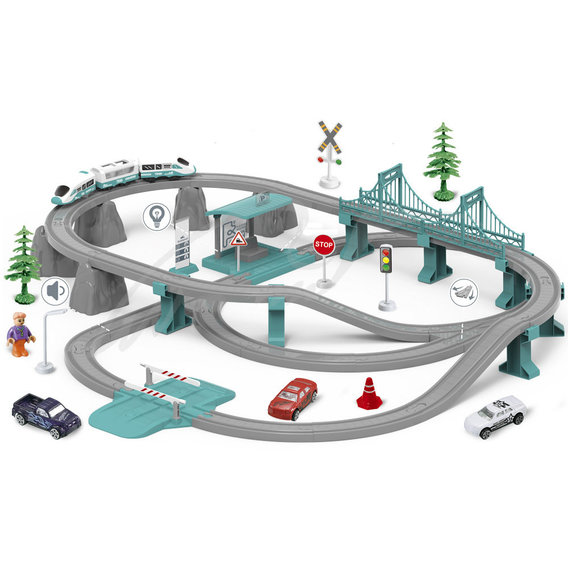 Игровой набор ZIPP Toys Городской экспресс электрическая железная дорога, 103 детали, зеленый
