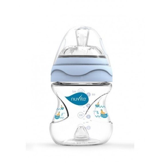 Бутылочка Nuvita для кормления Mimic 150мл. 0м+ Антиколиковая, голубая (NV6010Blue)