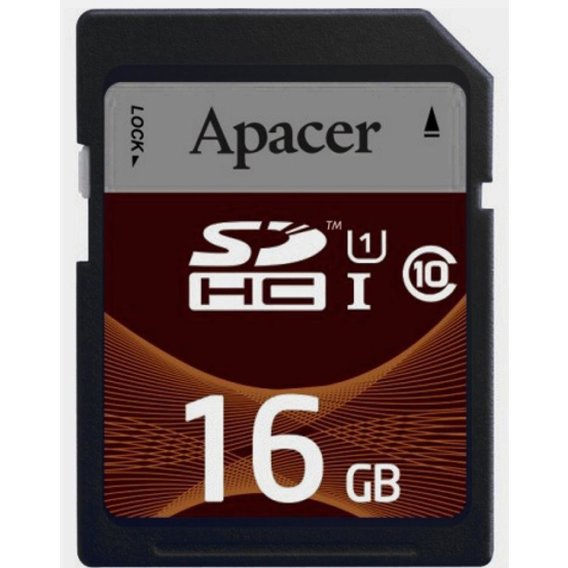 Карта памяти Apacer 16GB SDHC Class 10 UHS-I U1 (AP16GSDHC10U1-R)