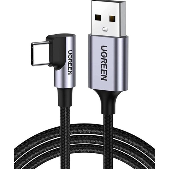 Кабель Ugreen Angled Alum. Braid USB Cable to USB-C 1m Black (50941)