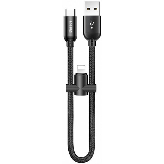 Кабель Baseus USB Cable to USB-C/Lightning U-shaped 23cm Black (CALUTC-01)