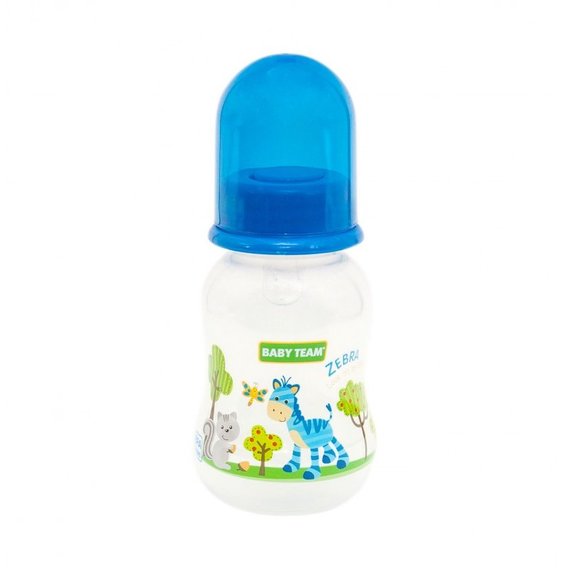 Бутылочка с талией и силиконовой соской Baby Team 125 мл (1111 синий)