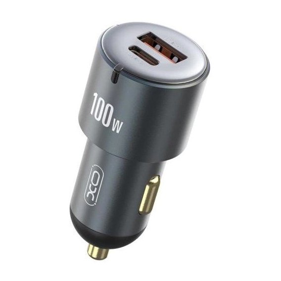 Зарядное устройство XO Car Charger USB+USB-C CC47 100W Grey