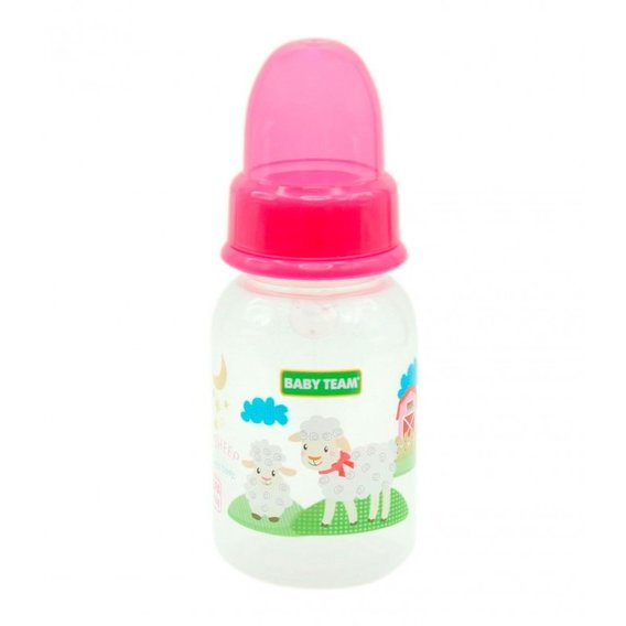 Бутылочка с силиконовой соской Baby Team 125 мл (1110 розовый)