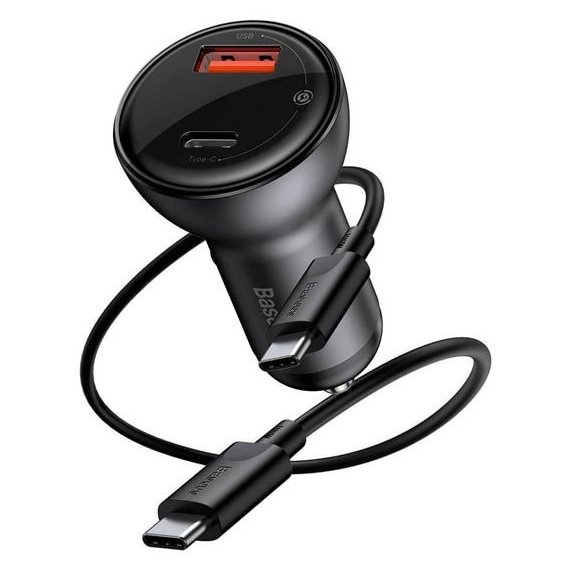 Зарядное устройство Baseus USB Car Charger Mini with Cable USB-C to USB-C 45W Black (TZCCBX-C0G)