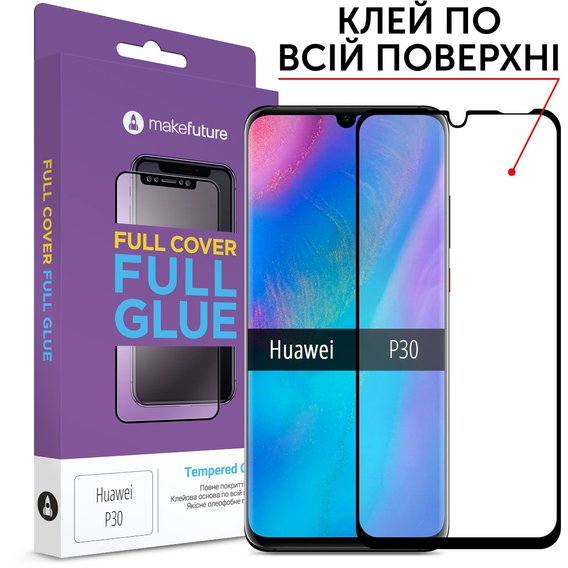 Аксессуар для смартфона MakeFuture Tempered Glass Full Cover Glue Black (MGF-HUP30) for Huawei P30