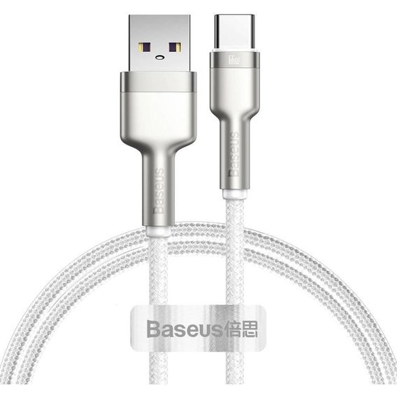 Кабель Baseus USB Cable to USB-C Cafule Metal Data 66W 1m White (CAKF000102)