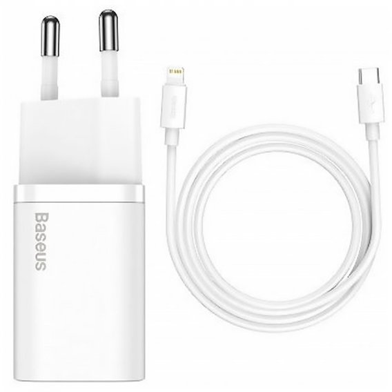 Зарядное устройство Baseus USB-C Wall Charger Super Si 20W White with Cable USB-C to Lightning (TZCCSUP-B02)