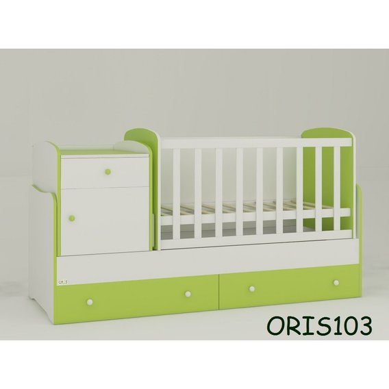 Кровать-трансформер Oris Metida 120x60/180x70 Бело-зеленый