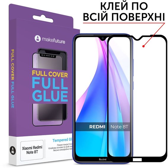 Аксессуар для смартфона MakeFuture Tempered Glass Full Cover Glue Black (MGF-XRN8T) for Xiaomi Redmi Note 8T