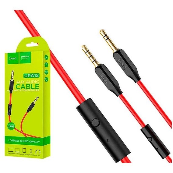 Кабель Hoco Audio Cable AUX 3.5mm Jack UPA12 With Mic 1m Black