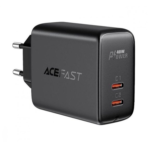 Зарядное устройство Acefast Wall Charger 2xUSB-C A9 PD 40W Black