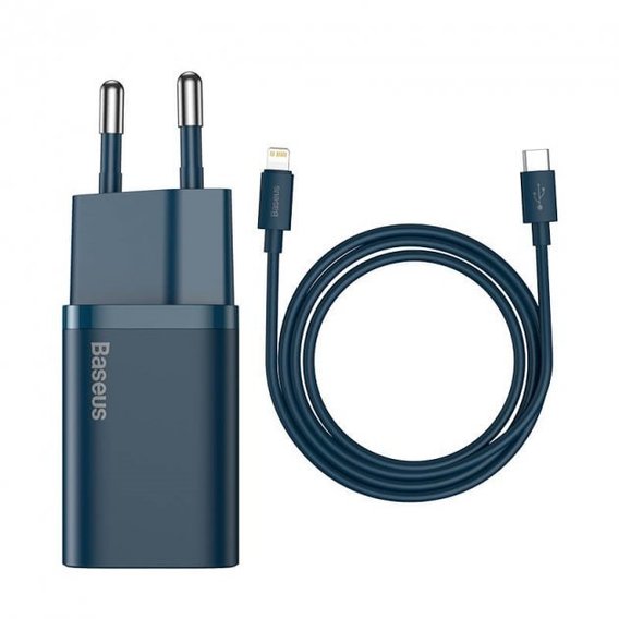 Зарядное устройство Baseus USB-C Wall Charger Super Si 20W Blue with Cable USB-C to Lightning (TZCCSUP-B03)