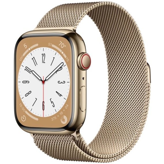 Apple Watch Series 8 45mm GPS+LTE Gold Stainless Steel Case with Gold Milanese Loop (MNKP3/MNKQ3/MNKR3)