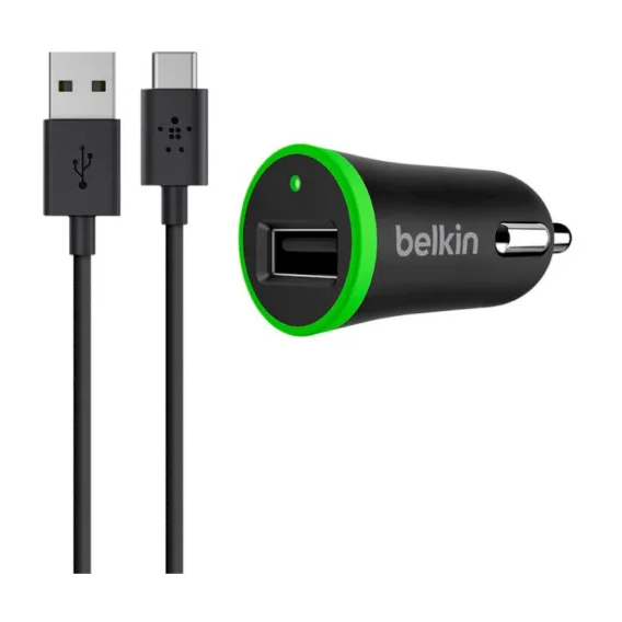 Зарядное устройство Belkin USB Car Charger 10W Black with USB to USB-C Cable (F7U002bt06-BLK)