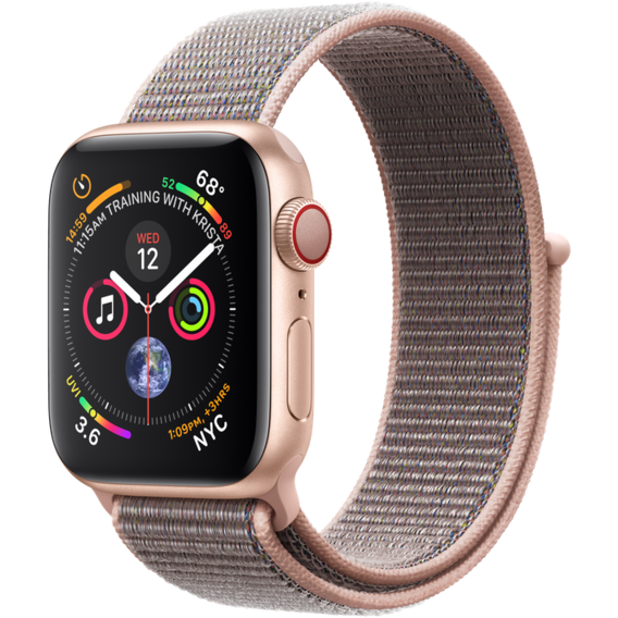 Apple Watch Series 4 40mm GPS+LTE Gold Aluminum Case with Pink Sand Sport Loop (MTUK2, MTVH2)