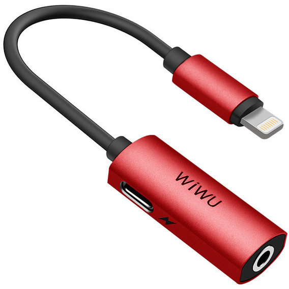 Адаптер WIWU Adapter LTO1 Lightning to Lightning+Mini-jack 3.5 0.13m Red