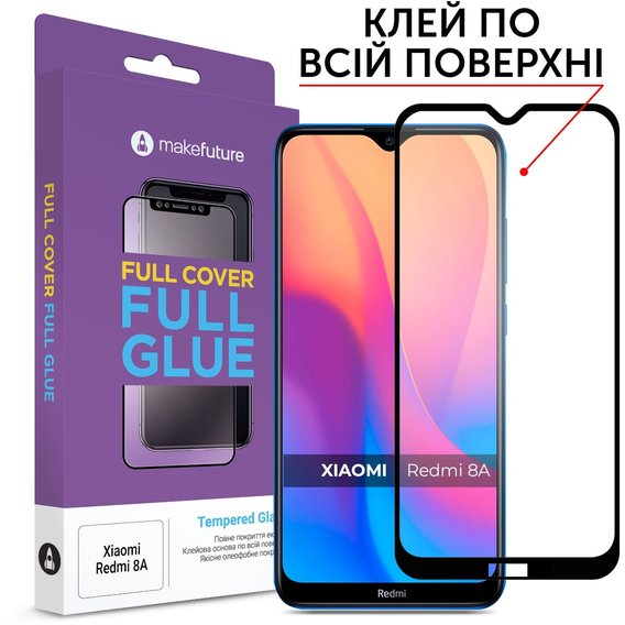 Аксессуар для смартфона MakeFuture Tempered Glass Full Cover Glue Black (MGF-XR8A) for Xiaomi Redmi 8 / 8A