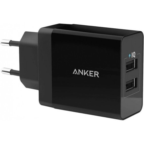 Зарядное устройство ANKER USB Wall Charger PowerPort2 2xUSB 24W/4.8A V3 Black (A2021L11)