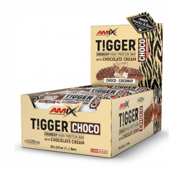 Протеиновые батончики Amix TiggerZero Choco Protein Bar 20x60 g / Choco coconut