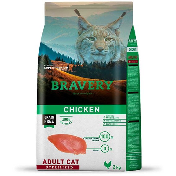 Сухий корм Bravery Chicken Adult Cat Sterilized для стерилізованих котів з куркою 2 кг (7678 BR CHIC STER_ 2KG)