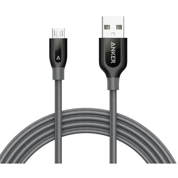 Кабель ANKER USB Cable to microUSB Powerline+ V3 1.8m Space Grey (A8143HA1)